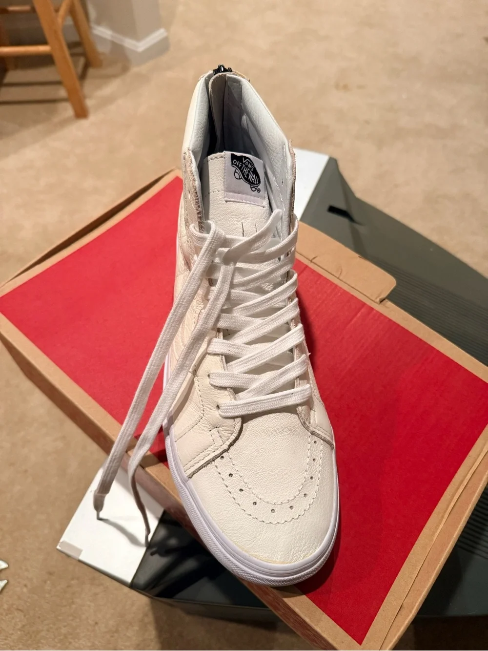 Vans White High-Top Leather Skate Shoe